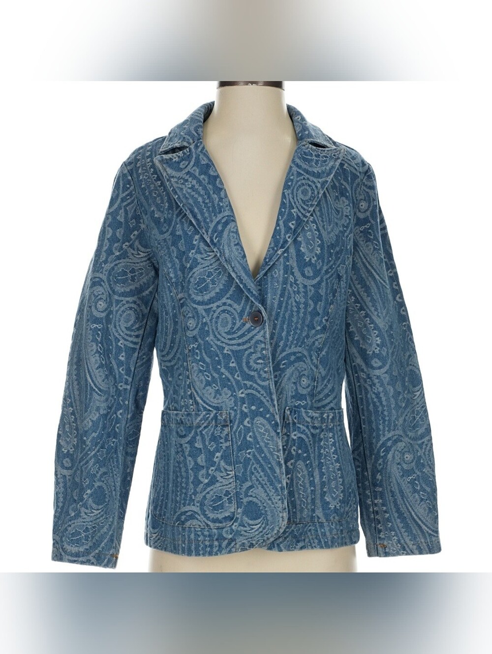 NWT Solitaire Size S Paisley Denim Blazer